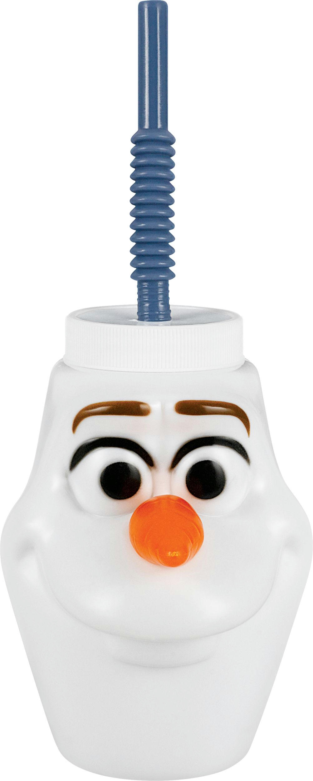 Disney Frozen Olaf Plastic Reusable Sippy Tumbler Cup with Straw, White/Blue, 9-oz, for Birthday Party