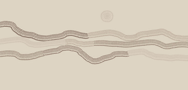 Papier peint panoramique Paysage graphique, Beige 525 x 250cm