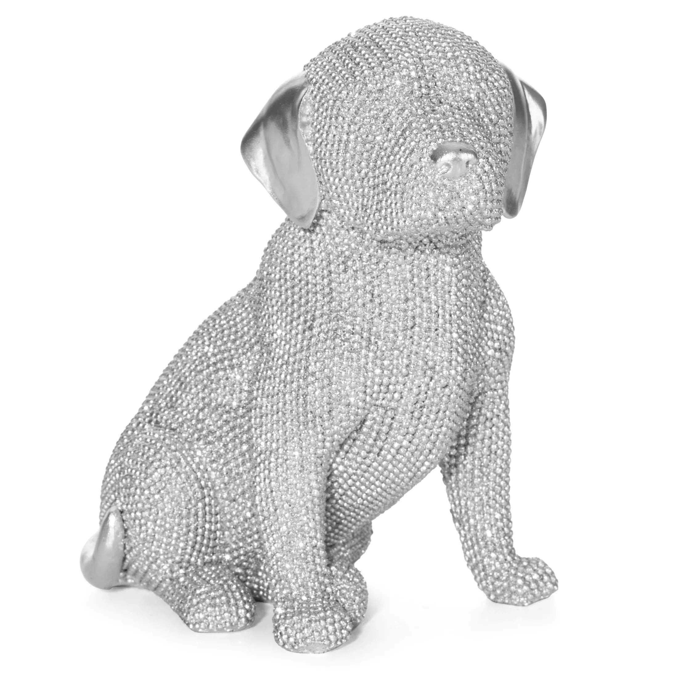 Figurka srebrna pies o drobnym strukturalnym wzorze 14x9x16 cm ELDO 1