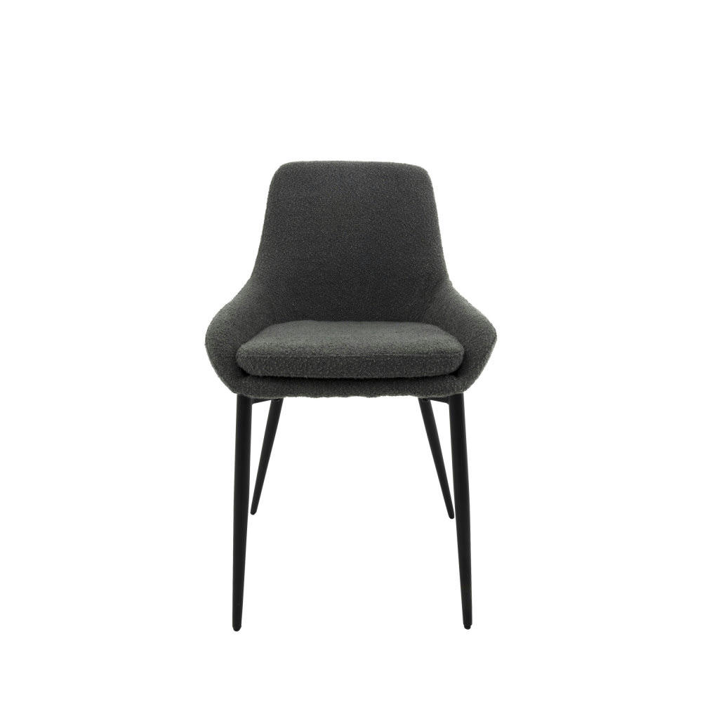 LIV - Lot de 2 chaises en tissu bouclette et métal gris foncé