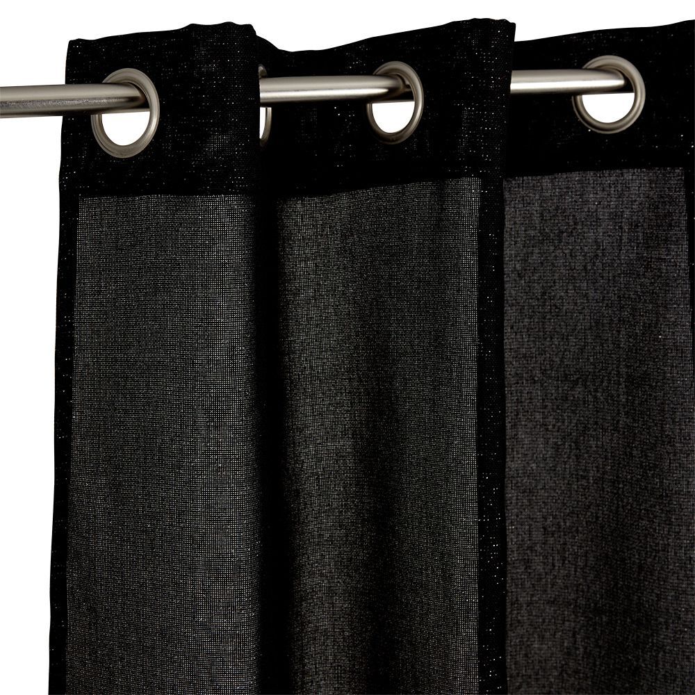 Rideau uni noir et fil métallique brillant 100% polyester 140x240cm