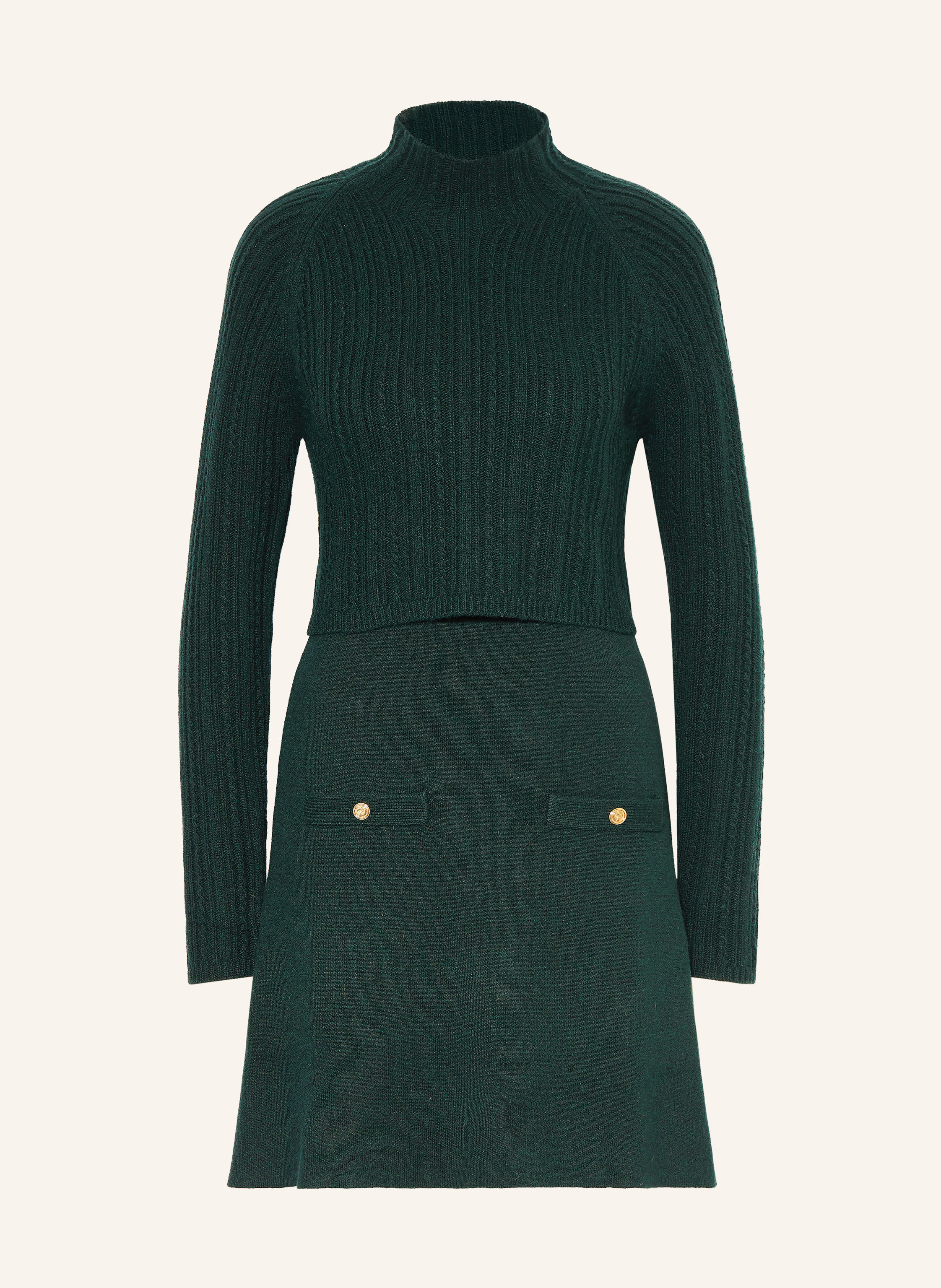 maje Set: Strickkleid und Pullover