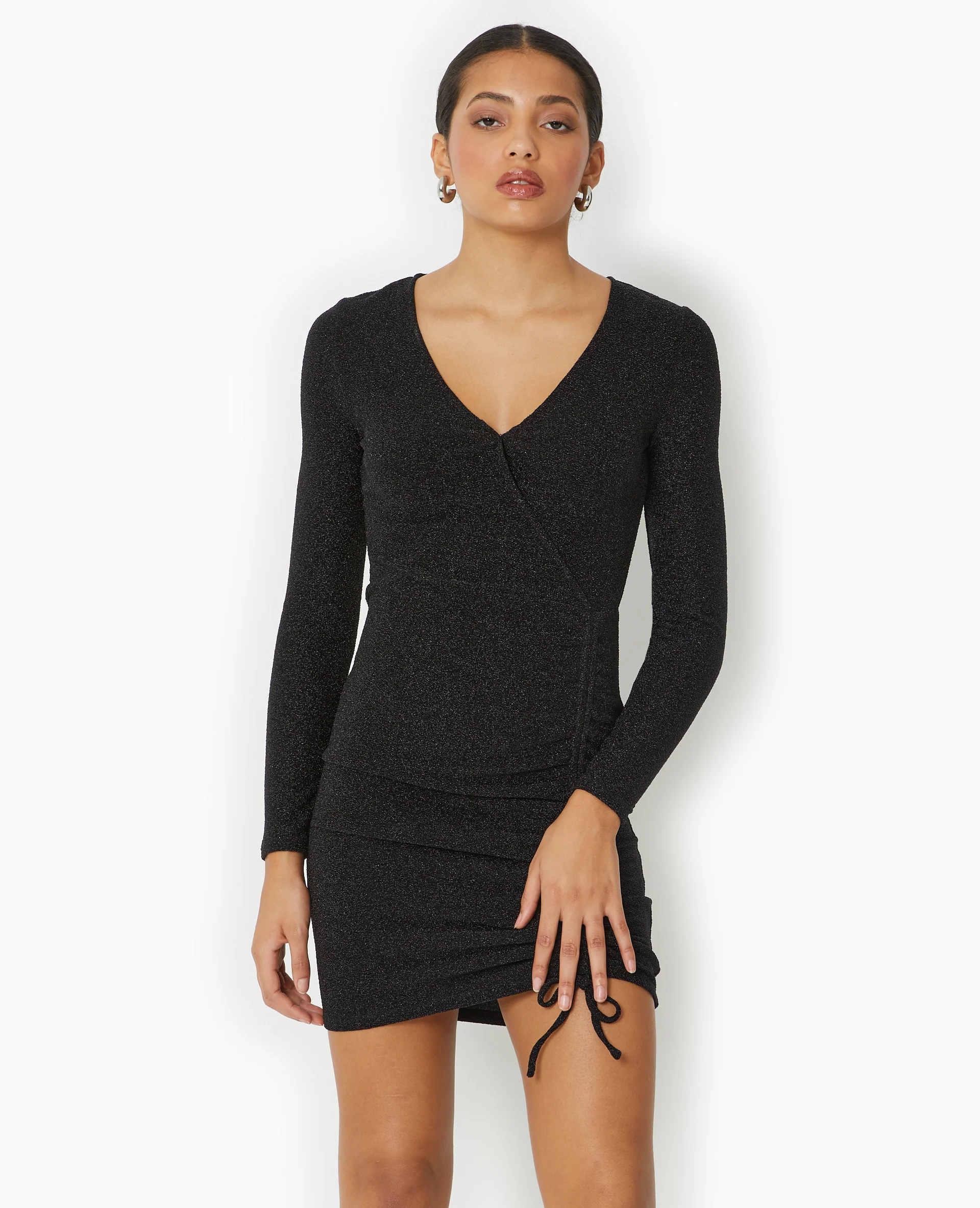 Robe moulante en maille lurex encolure V