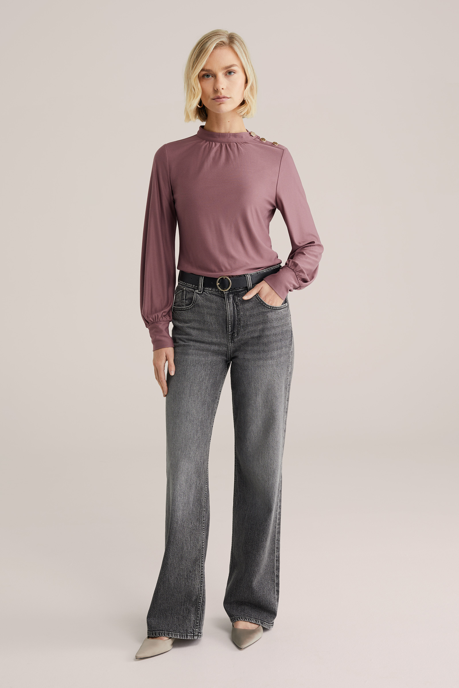 Dames jersey T-shirt met gouden accenten