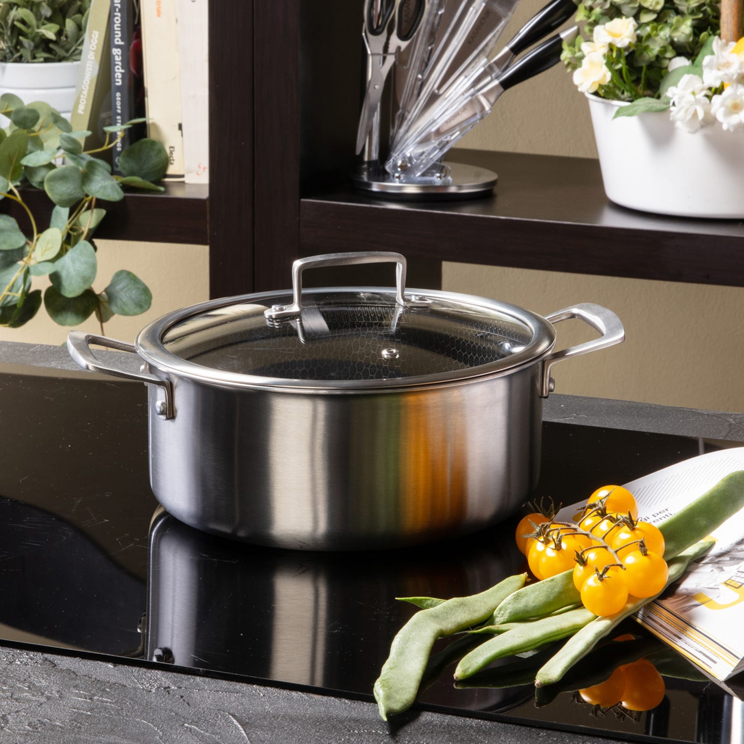Casseruola 24 cm con coperchio a 3 strati Tri - ply