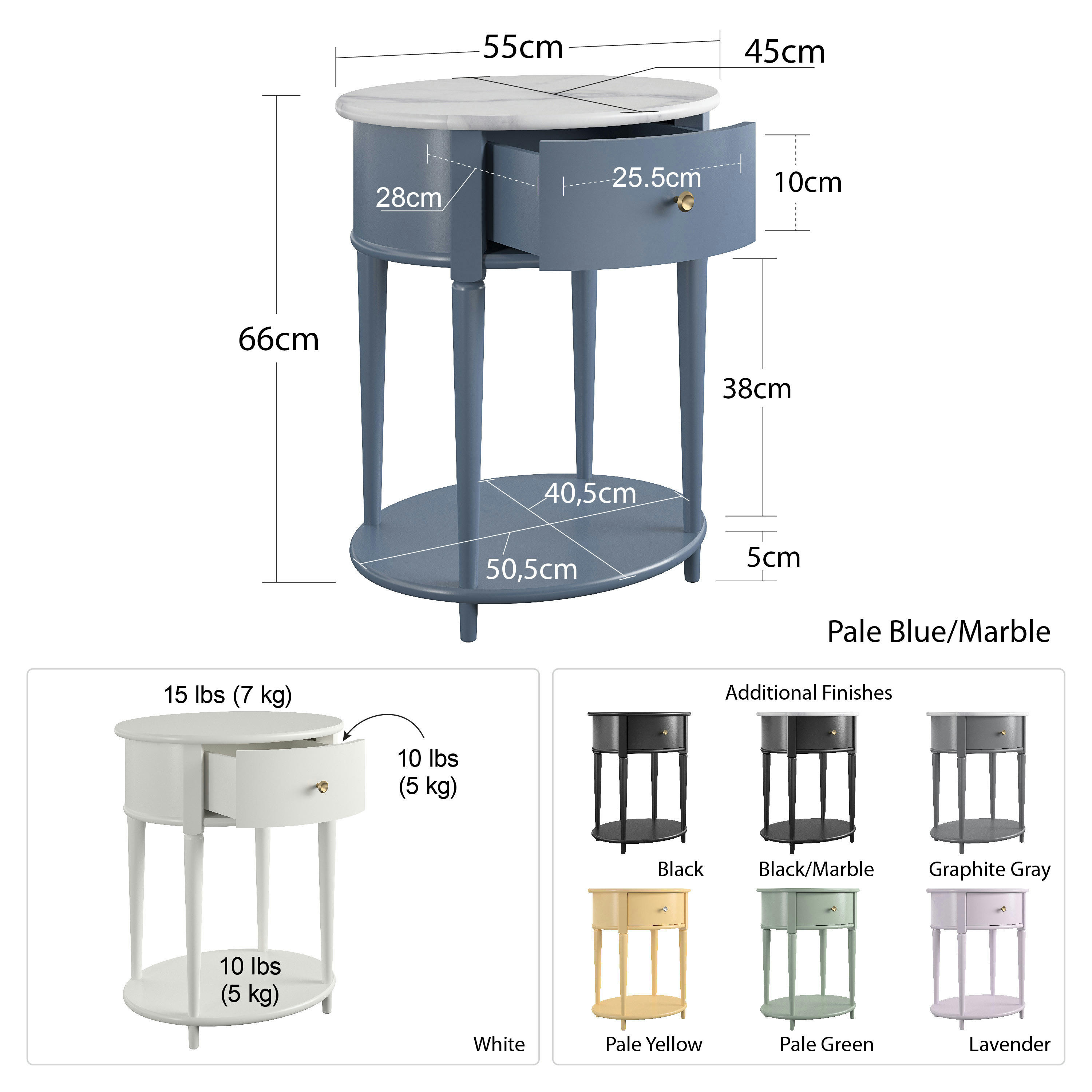 AURORA - Table d'appoint en MDF blanc
