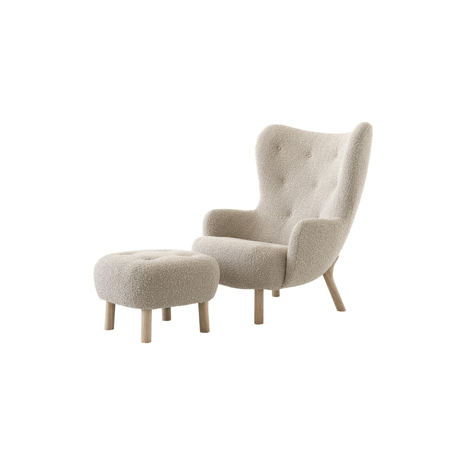 Petra VB3 Lounge Chair and ATD1 Pouf, Karakorum 003/oiled oak