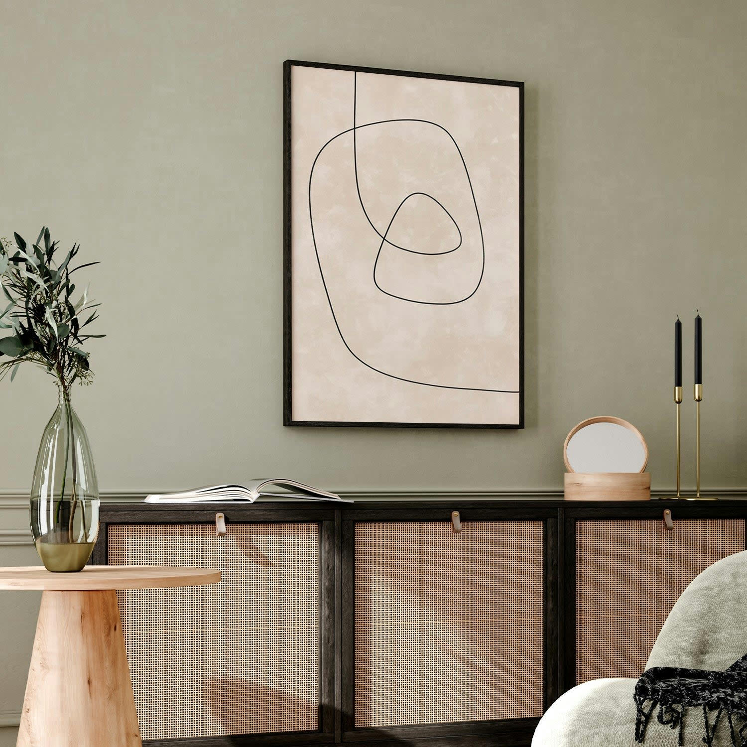 MINIMALISMO - Affiche avec cadre noir -  lignes minimalistes - 30x40