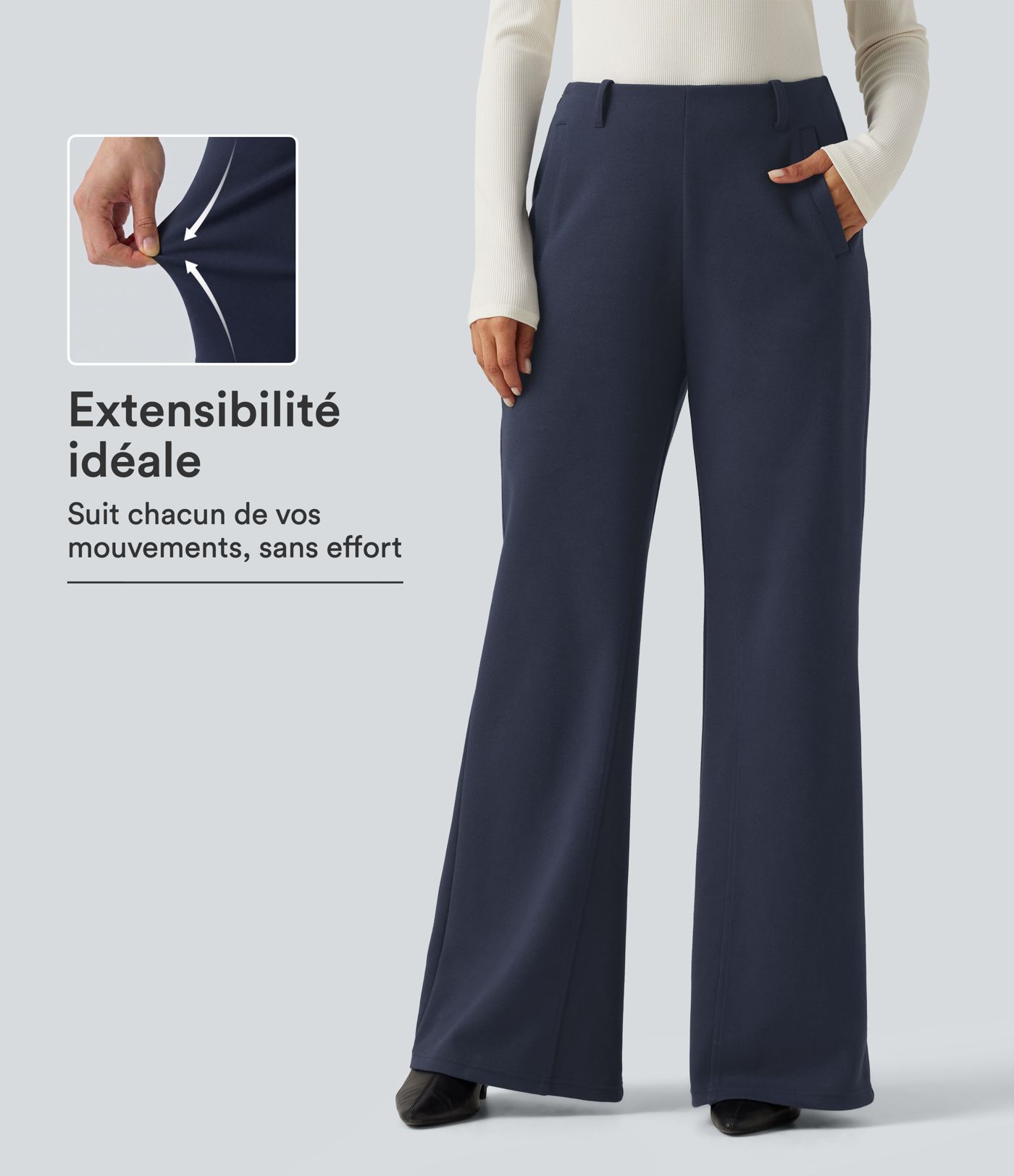 Pantalon de jogging en coton flare taille mi-haute avec poches