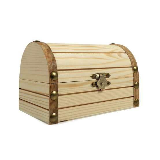 Wooden Treasure Chest 13cm x 9cm x 9cm