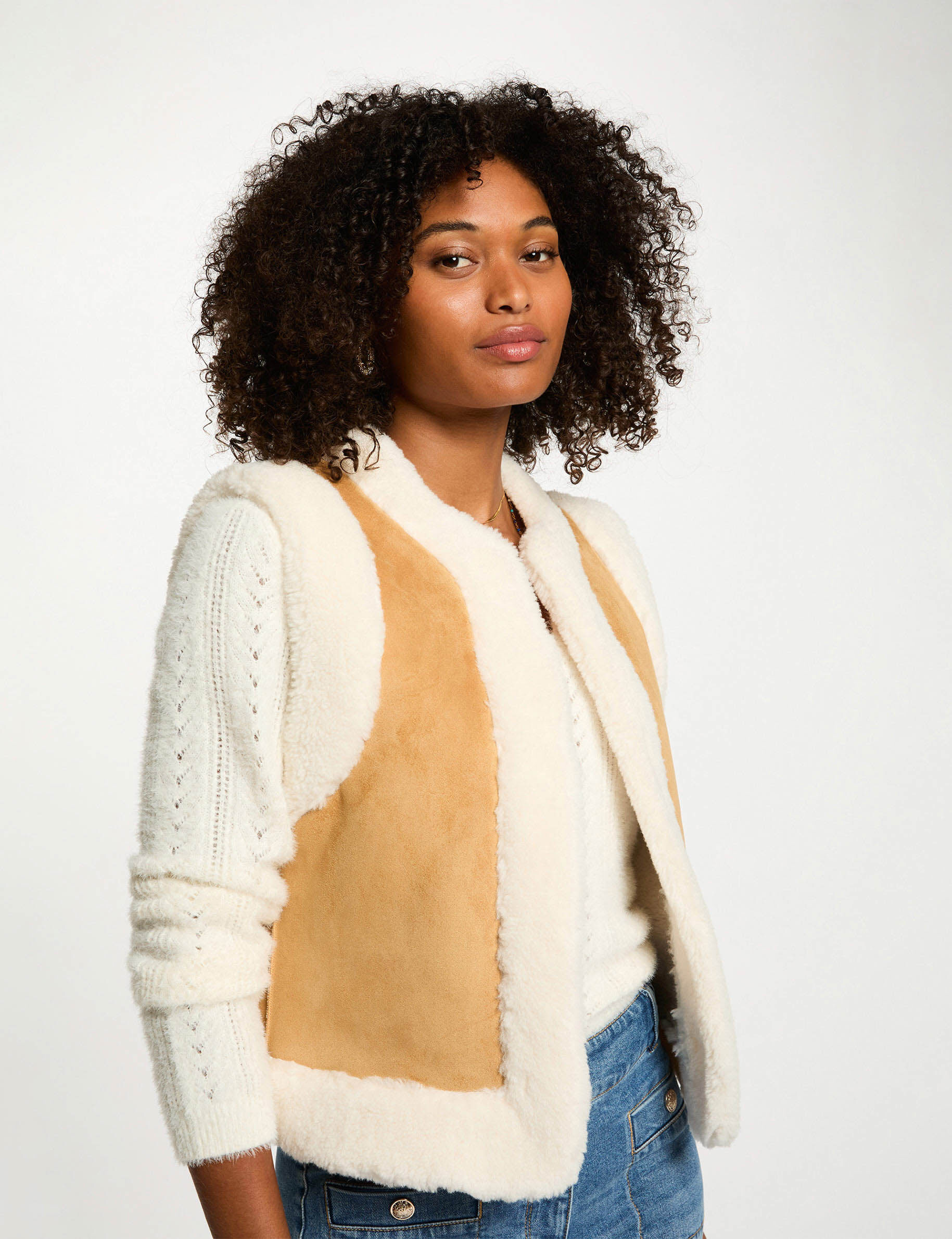 Sleeveless Straight Jacket Camel Women