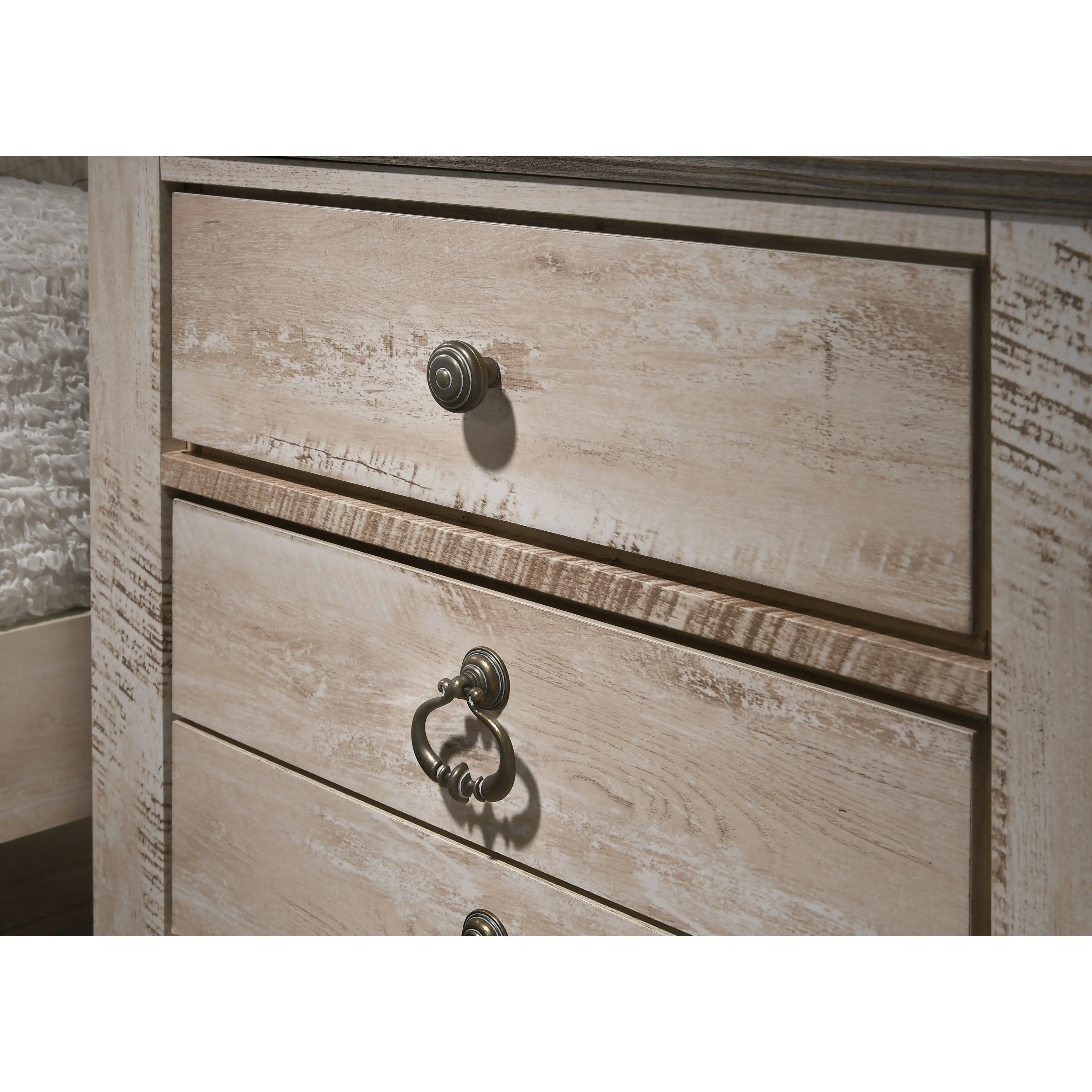 Imerland Contemporary Patched Wood Top 3-Drawer Nightstand