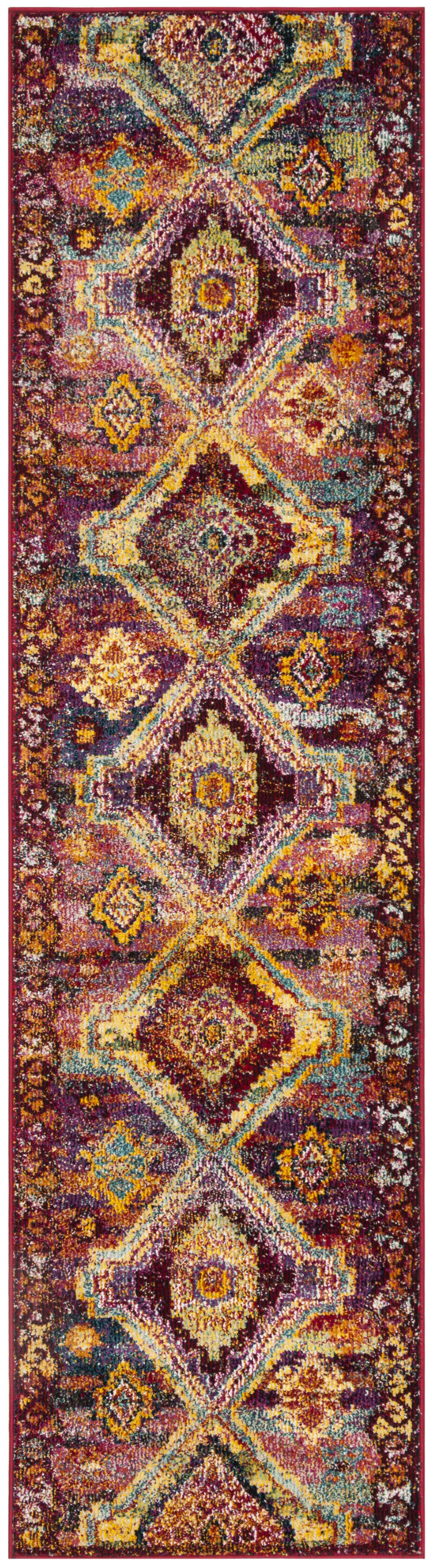 SAVANNAH - Tapis de salon interieur en rouge & violet, 69 x 244 cm
