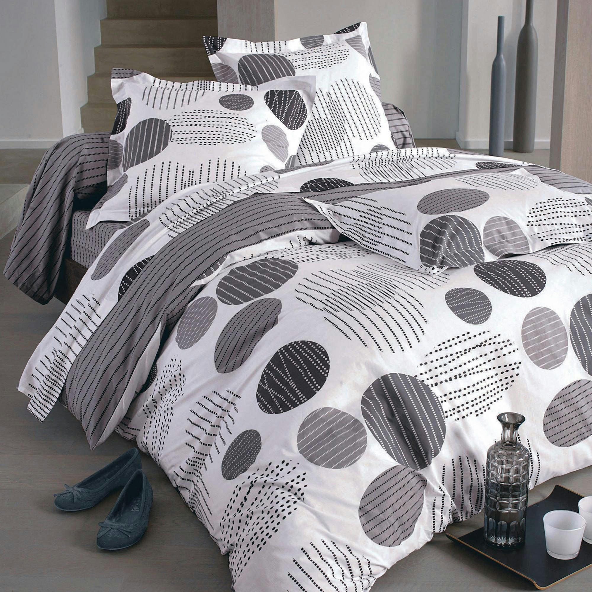 BAXLEY - Drap-housse 140x190x28 gris en coton