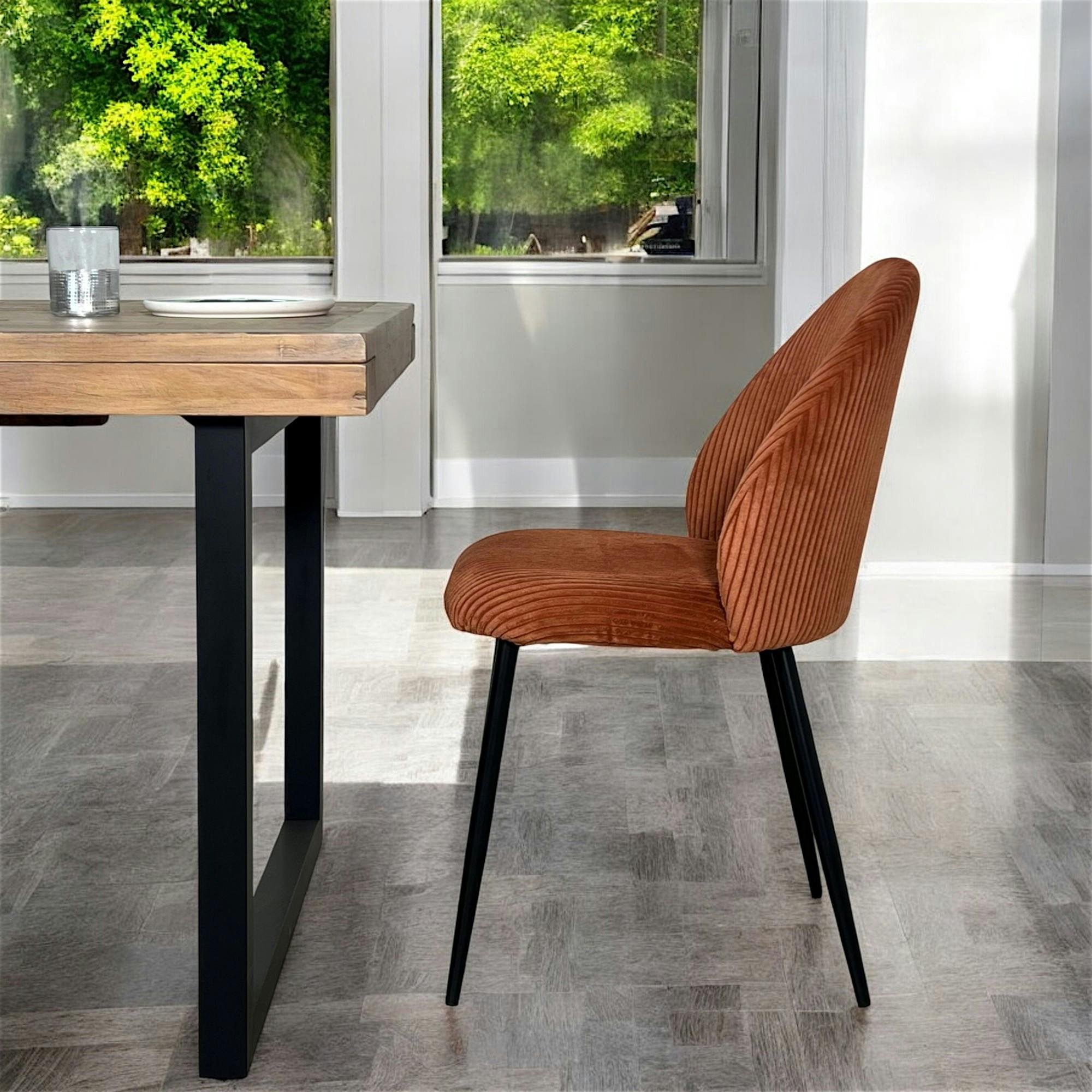 Chaise en tissu côtelé rouille (lot de 2) IENA