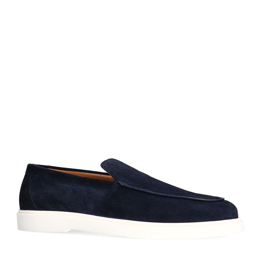 Manfield Donkerblauwe suède loafers