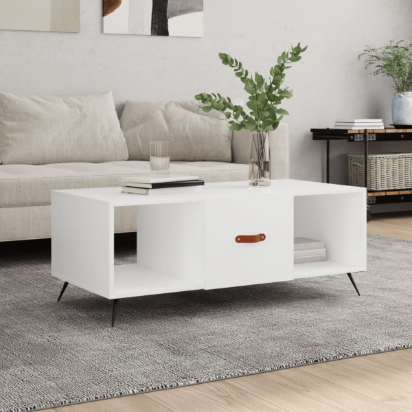 Stolik Kawowy Ława Stół Biały 102x50x40 Drzwiczki Do Salonu Do Pokoju