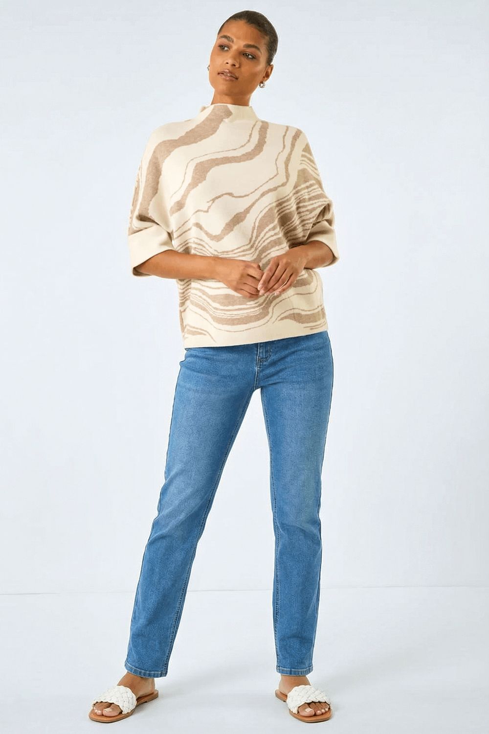 Roman Marble High Neck Knit Jumper