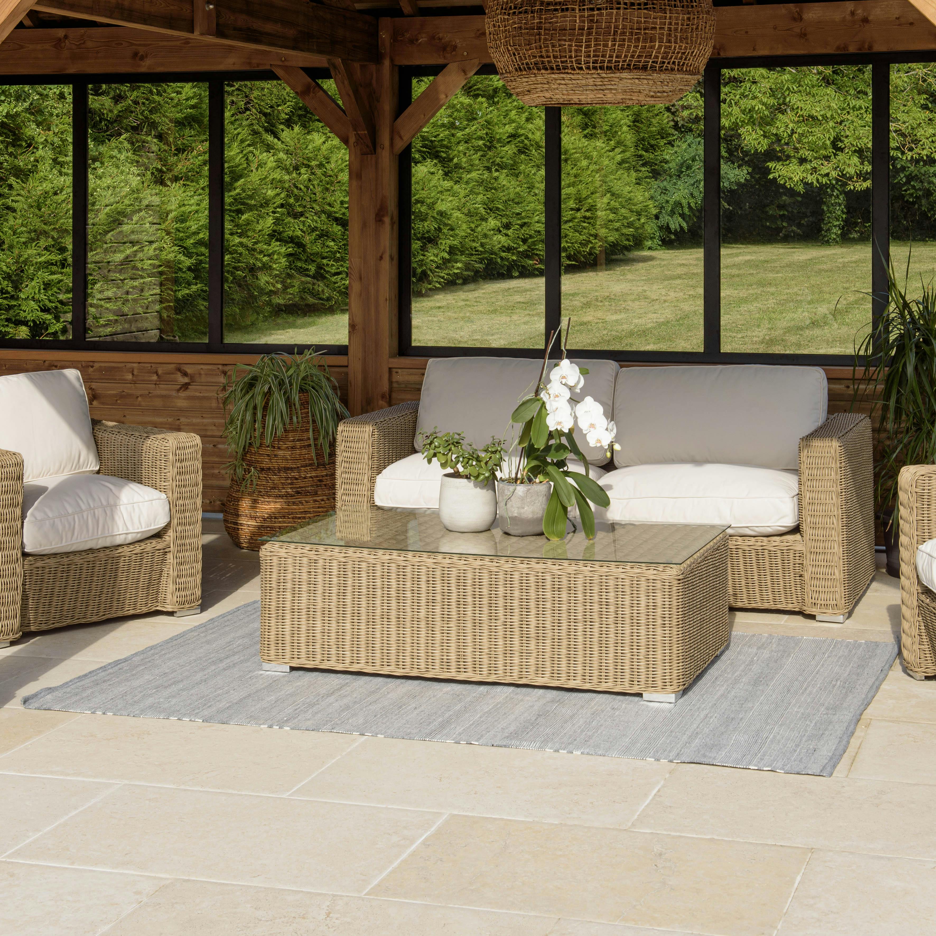 Tapis d’extérieur rectangulaire 200x290cm gris/blanc COVINA