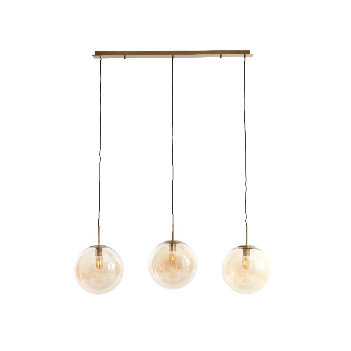 Light & Living - Medina hanglamp 3L - glas amber goud