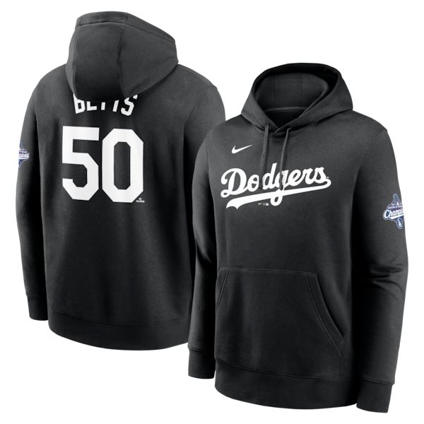 Mookie Betts Los Angeles Dodgers Nike 2025 World Series Champions Name & Number Hoodie - Black