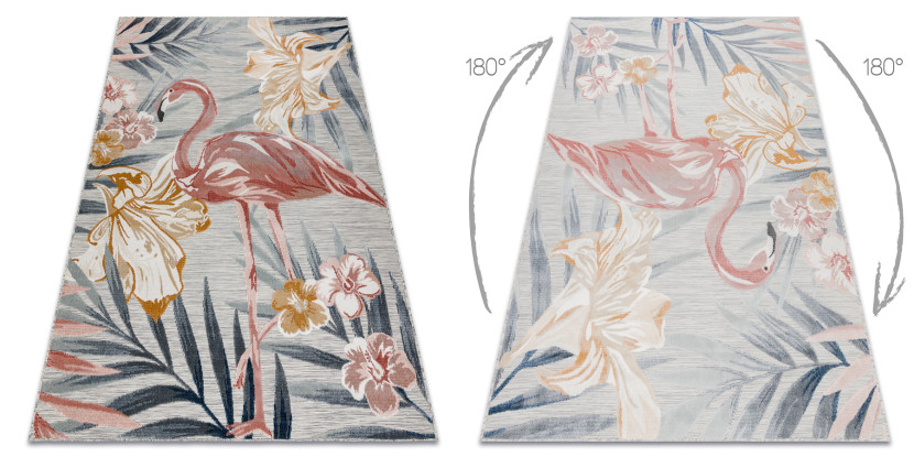 Dywan Strukturalny BOTANIC 65263 Flaming, kwiaty płasko tkany, 117x170 cm