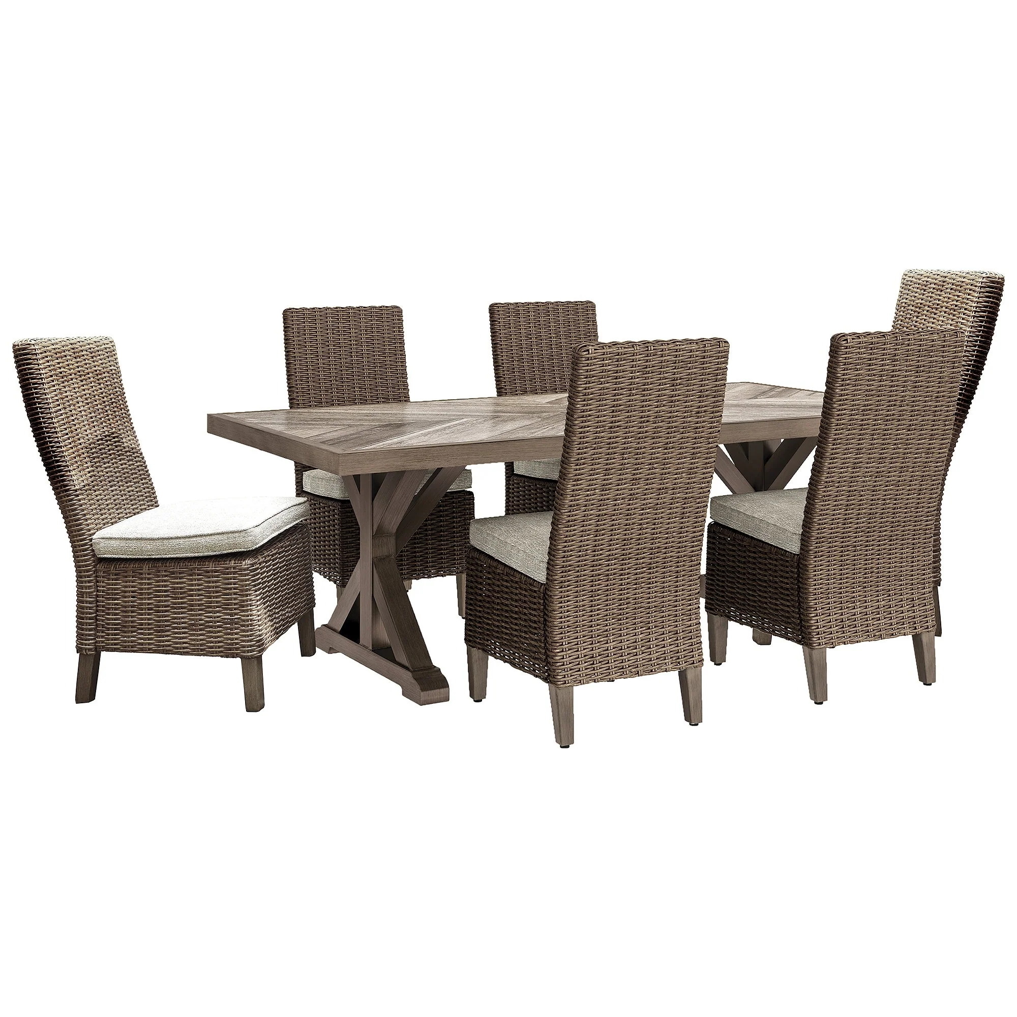Signature Design by Ashley Beachcroft Beige 7-Piece Outdoor Dining Package - 84.25 W x 42.25 D x 29.25 H