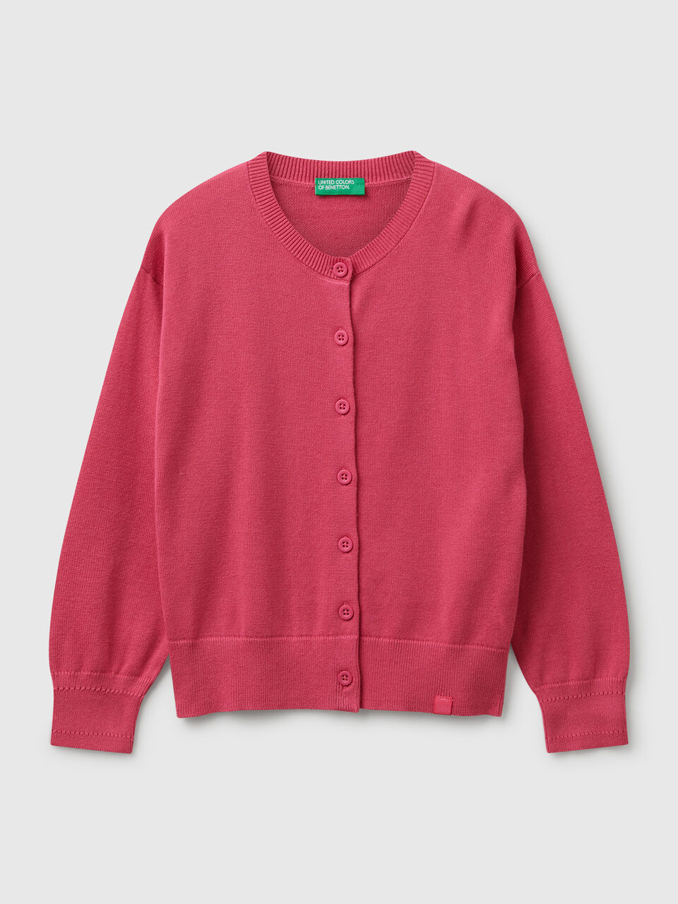 Pure cotton crew neck cardigan