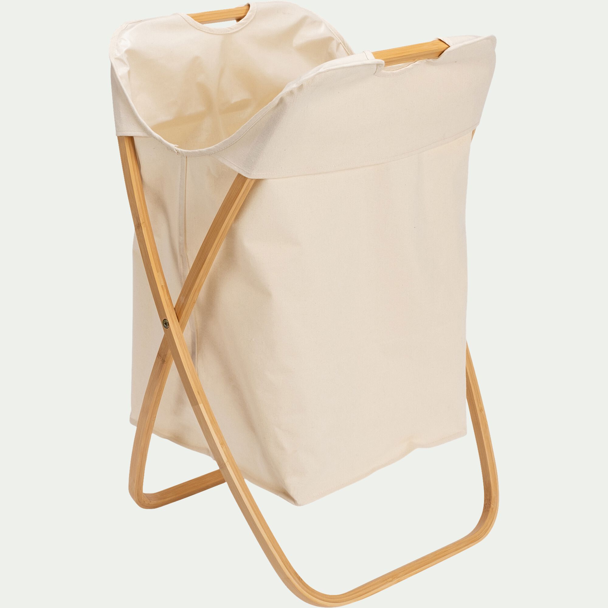 LINO - Panier à linge en polycoton et bambou H67xL46cm - blanc