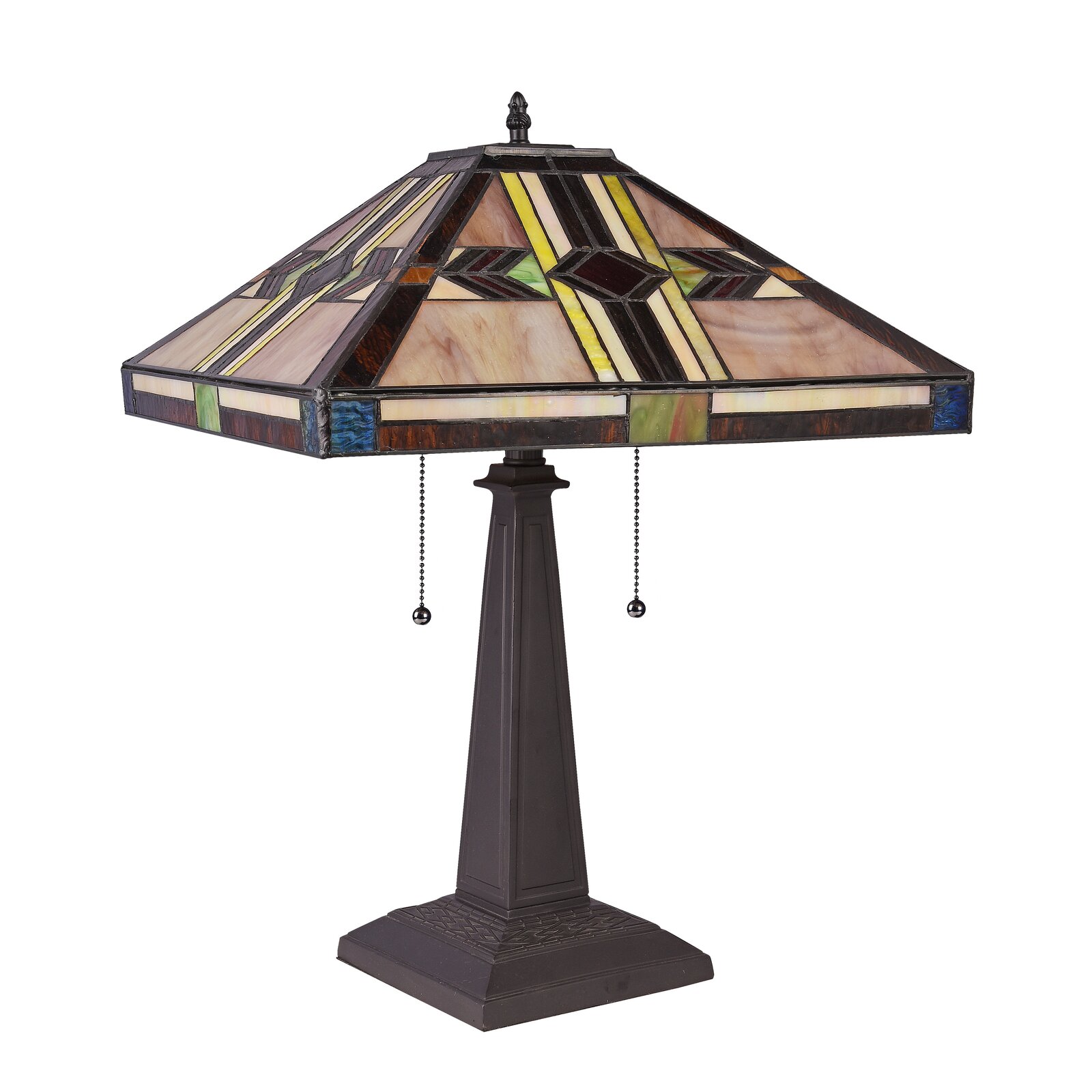 Foundry Select CARLA Tiffany-Style Mission Blackish Bronze 2 Light Table Lamp 16