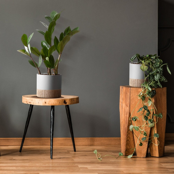 Ceramiczna osłonka MILI2 szara 13cm - nowoczesna boho