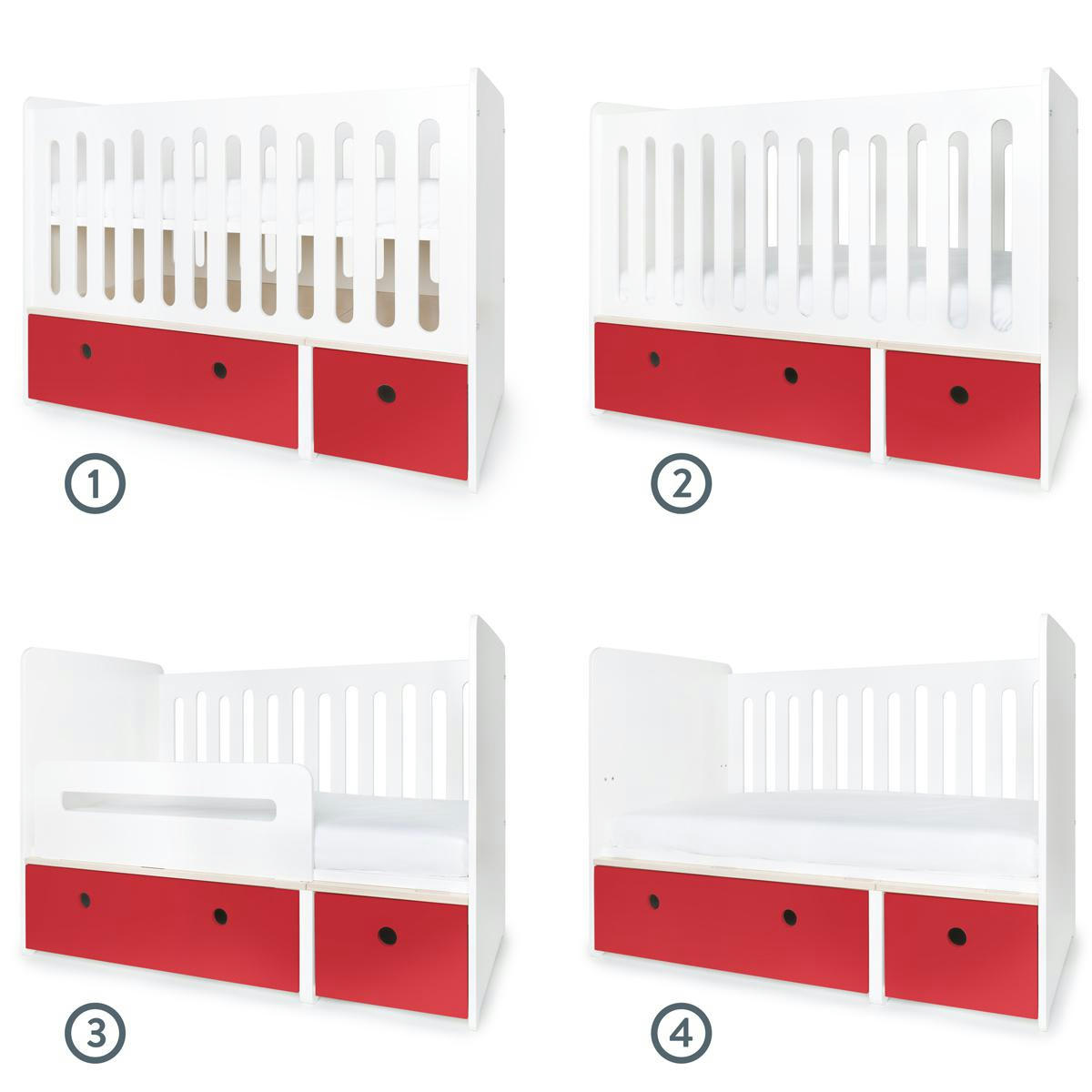 COLORFLEX - Lit bébé évolutif 70x140cm rouge