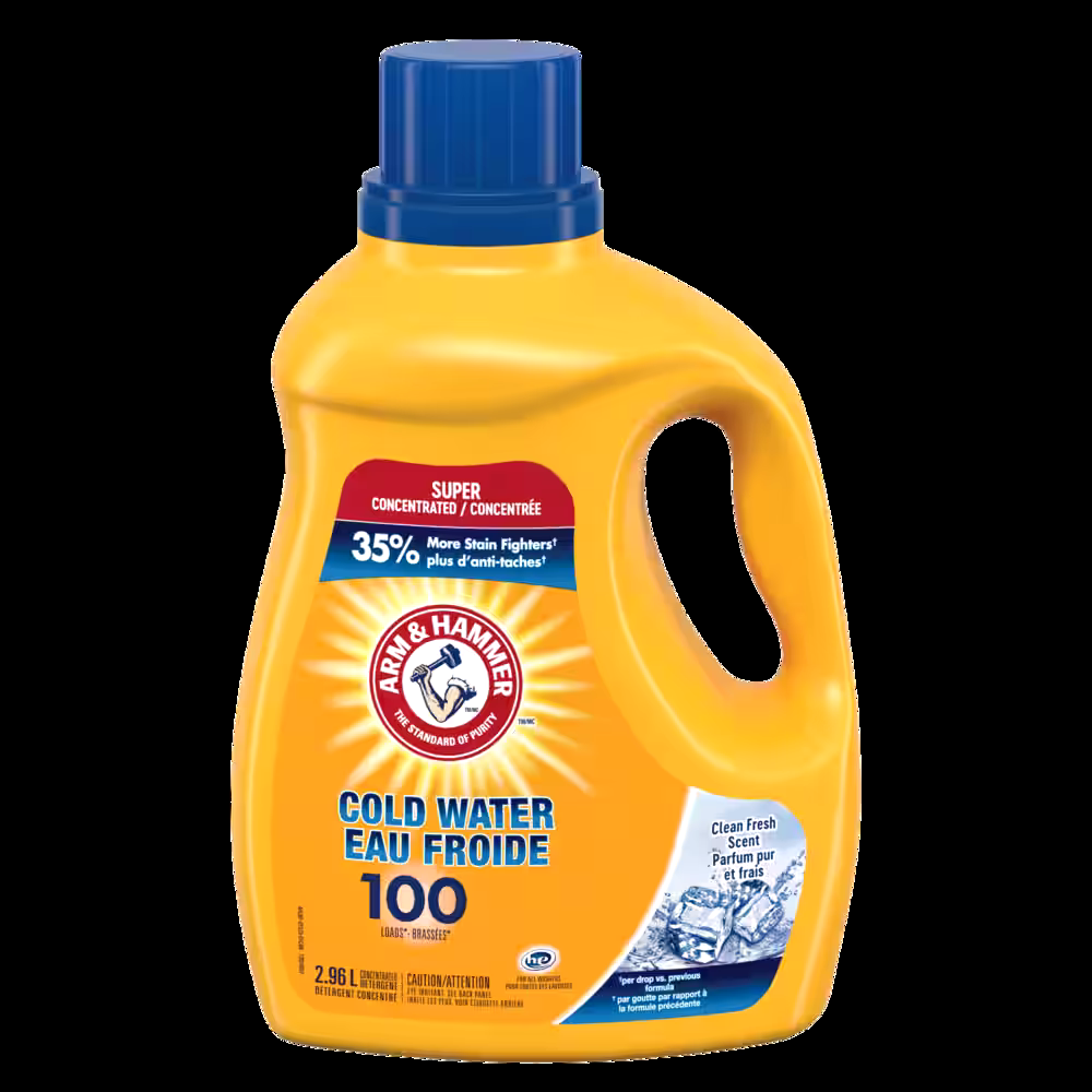 Arm & Hammer Cold Water Liquid Laundry Detergent, Clean Fresh, 100-Load, 2.96-L