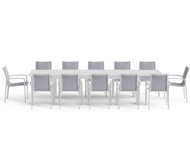 Boston-Sinta 13-Piece Extension Dining Setting - White