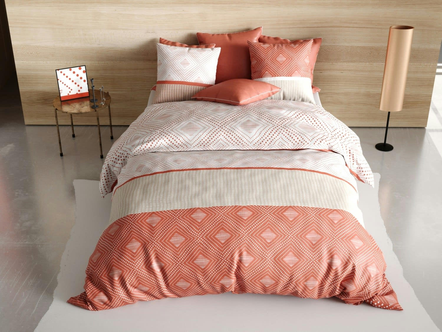 KAYLE - Parure housse de couette coton rouge 200x200 cm