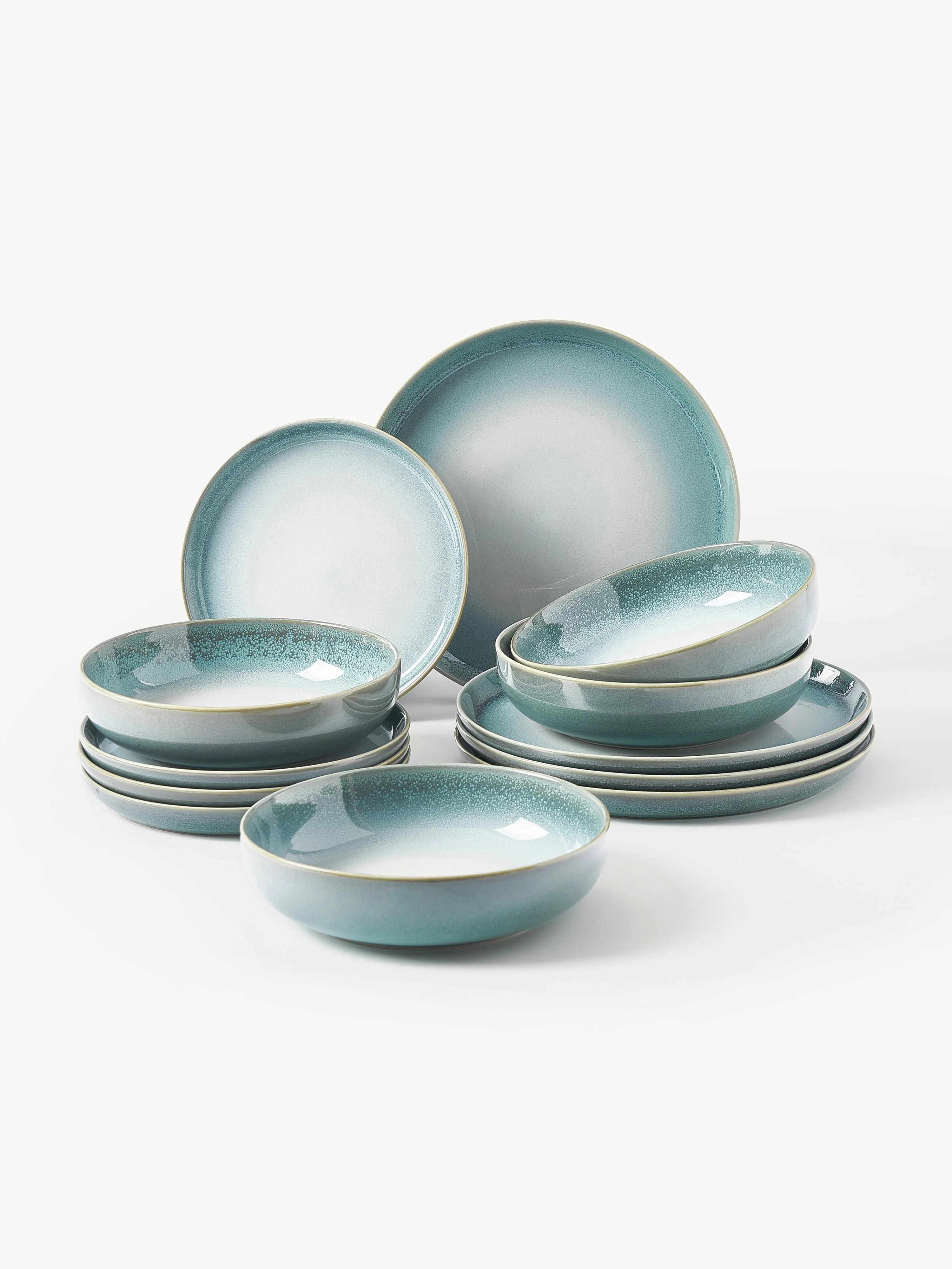 Geschirr-Set Havana mit reaktiver Glasur, 4 Personen, 12er-Set
