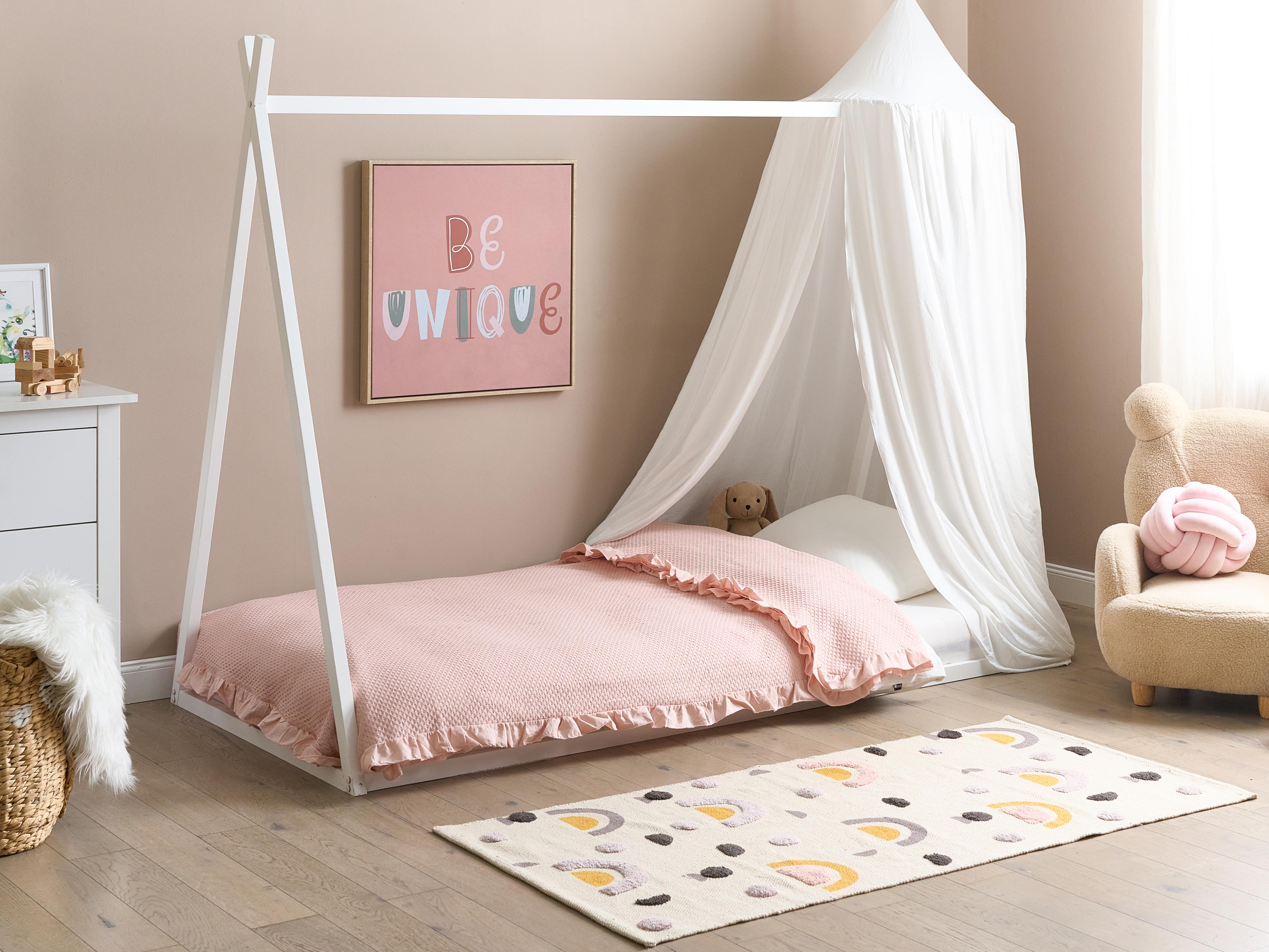 Kids Bed Teepee Pine Wood SAURAT 90 x 200 cm (EU Single) White