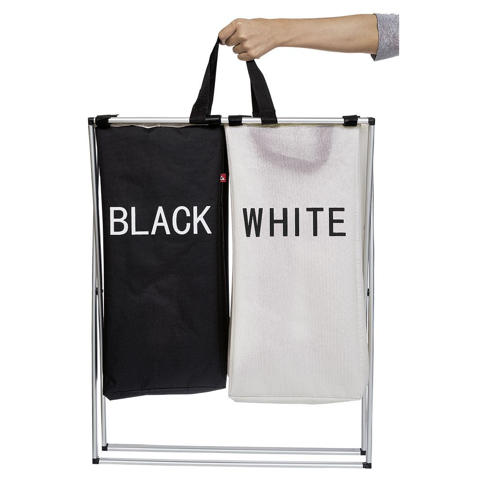 Panier à linge double tri blanc noir