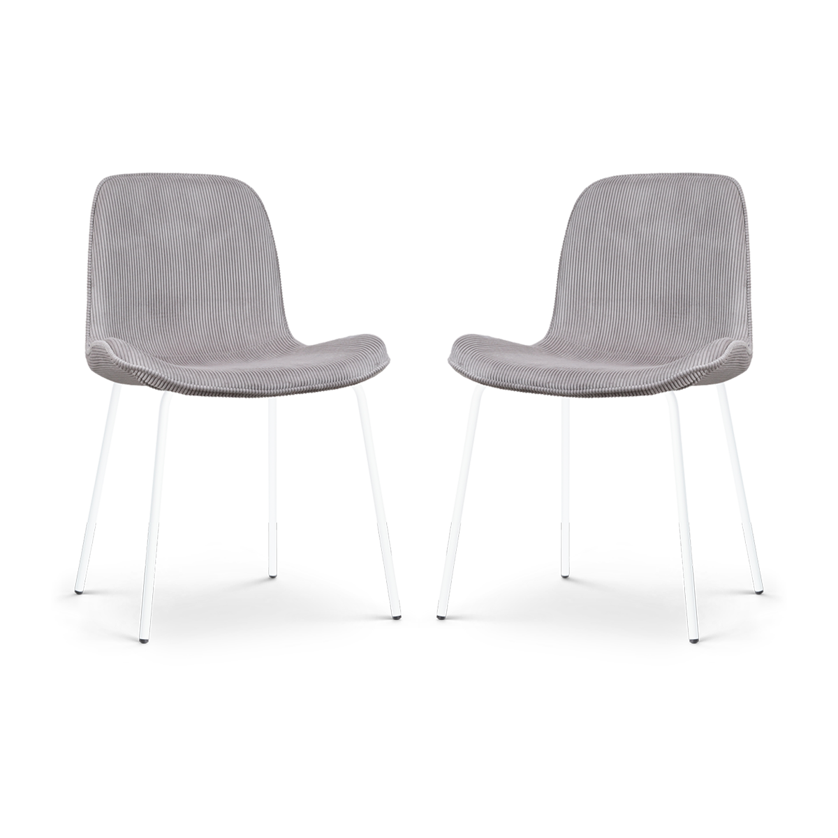 Nolon Nora-Fé Eetkamerstoelen Set van 2 - Rib Warm Grijs - Witte Poten