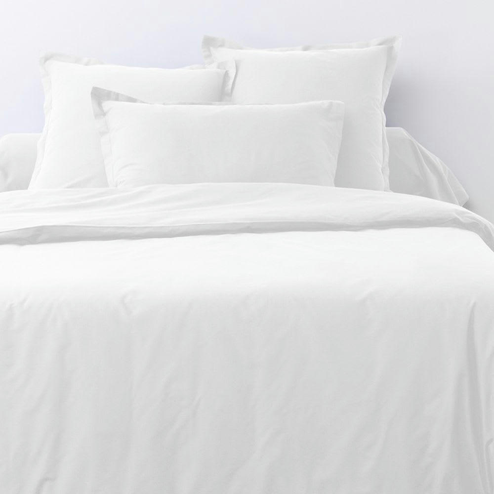 - Parure de lit 2 places coton unie blanc 240x260 cm