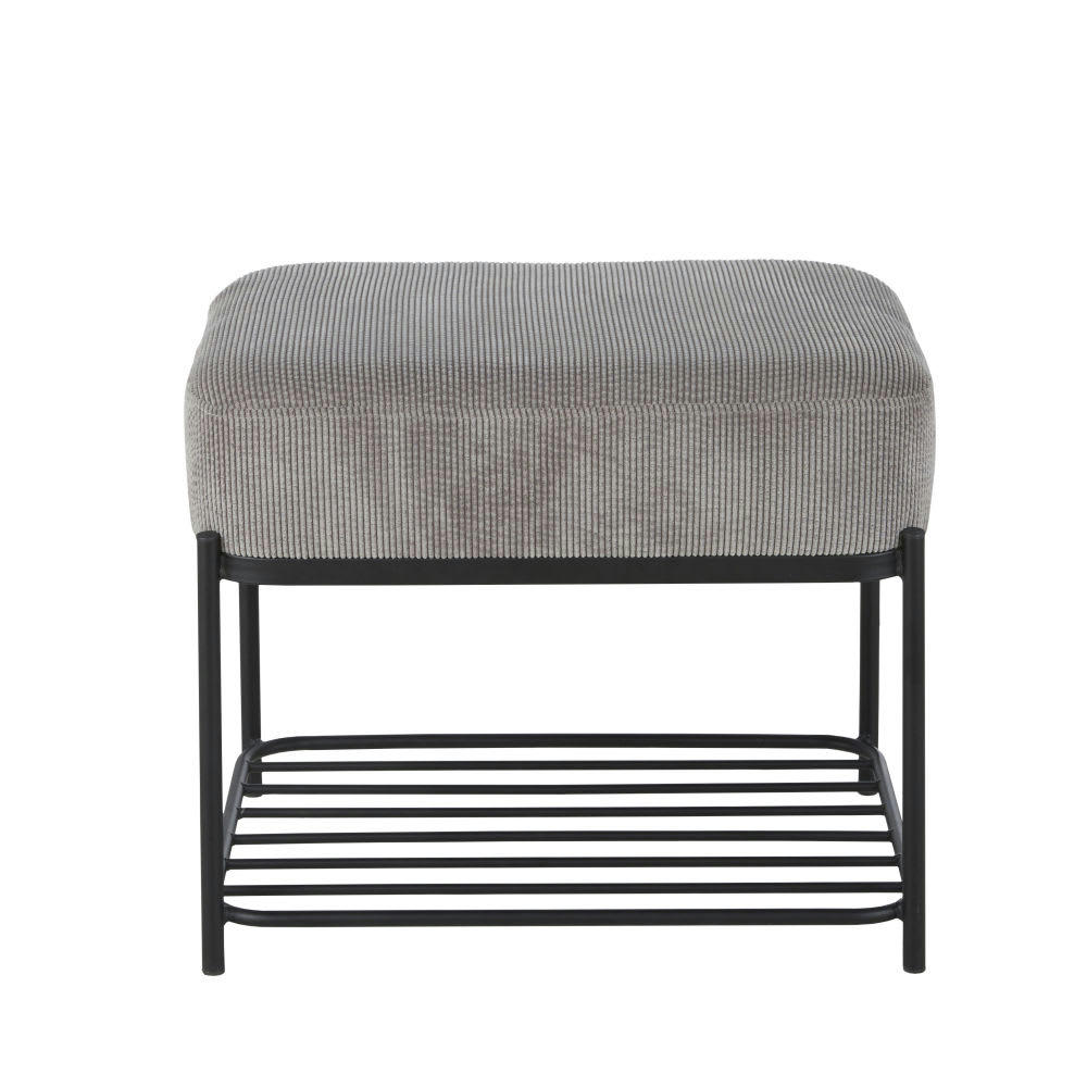 JOSHUA - Banc en métal noir et coussin en velours gris