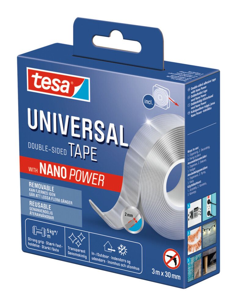 POWER-TAPE TESA NANO GJENNOMSIKTIG 3 M X 30 MM