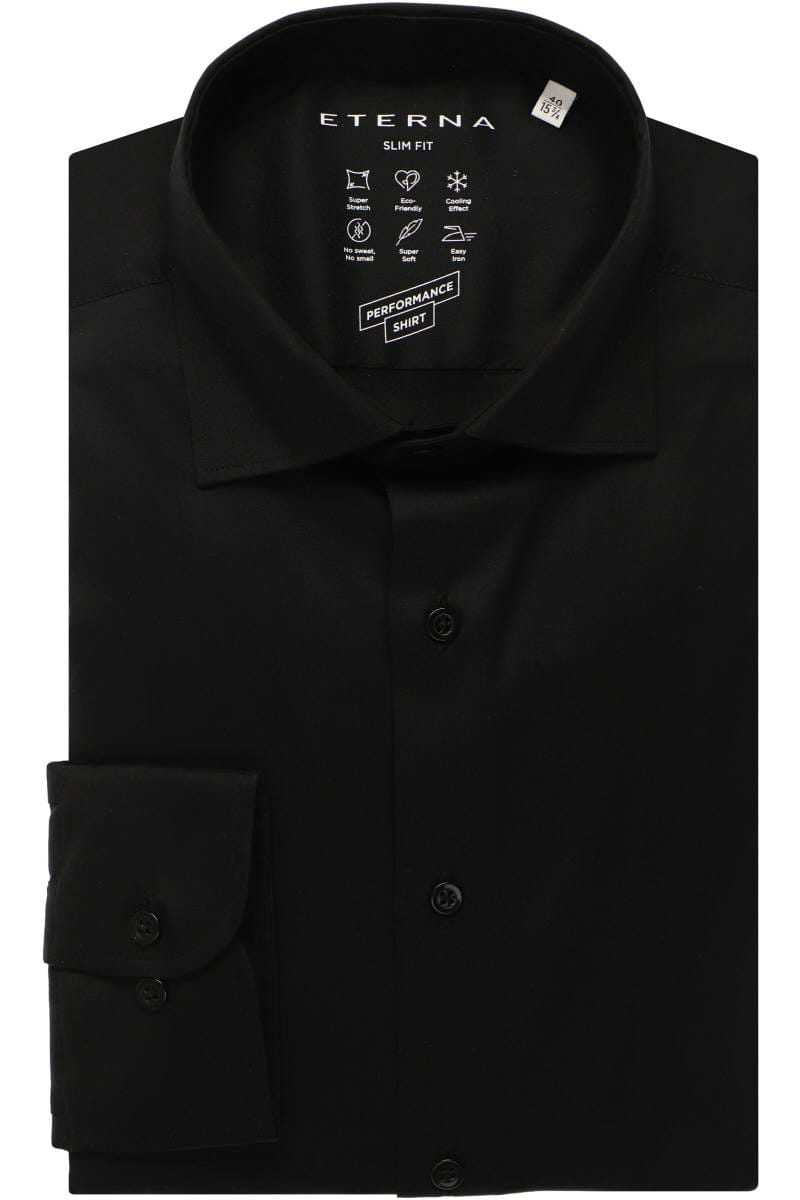 ETERNA Performance Slim Fit Tencel Hemd schwarz, Einfarbig