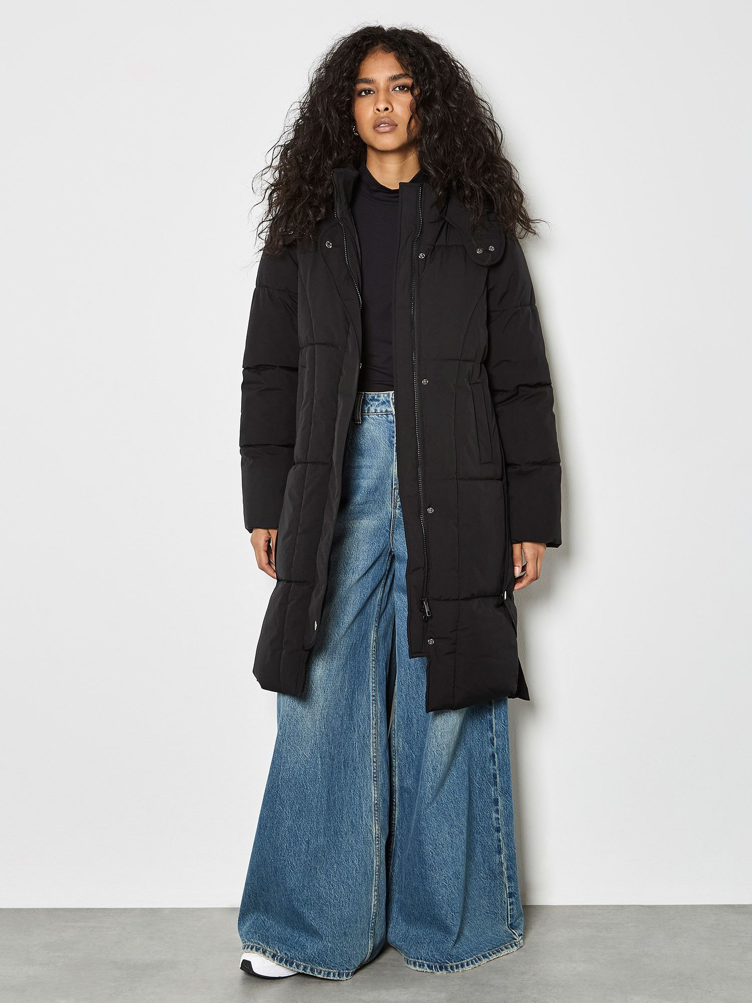 Apricot Longline Padded Puffer Coat