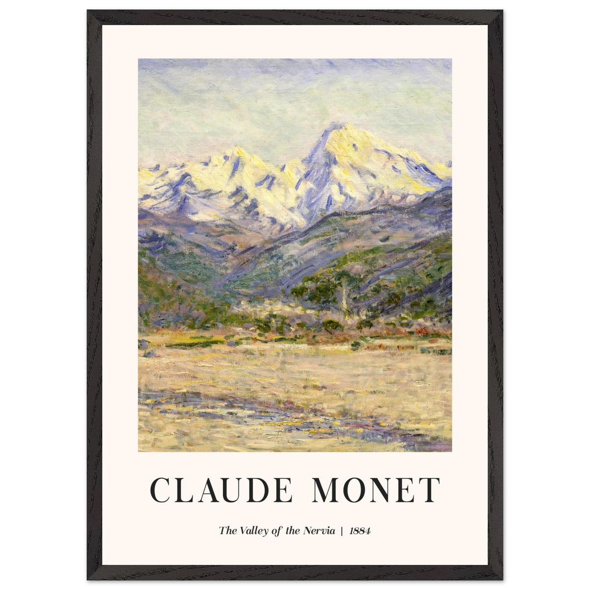 Artfulprints Poster met Lijst Claude Monet - The valley of the Nervia  - 50x70 cm - Bruin