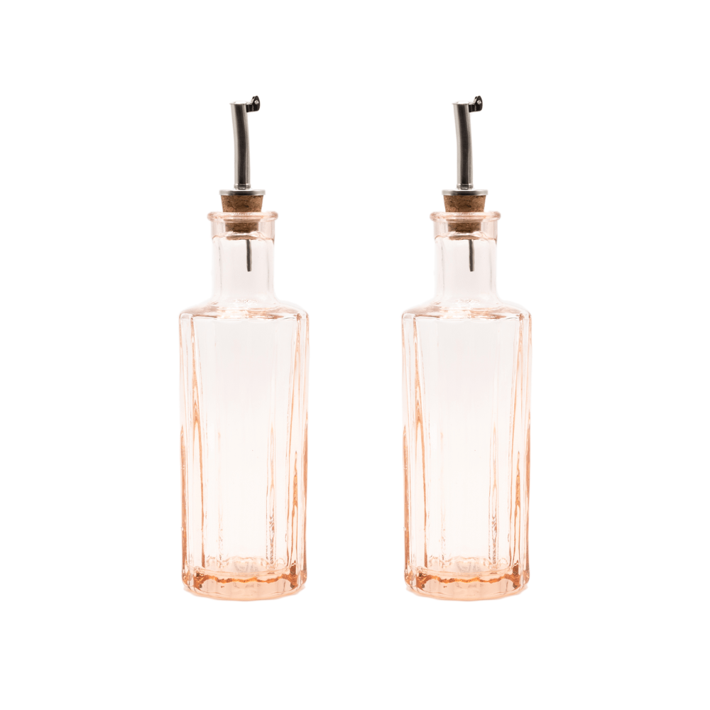 Brût Homeware olie en azijnstel Reed - roze - gerecycled glas