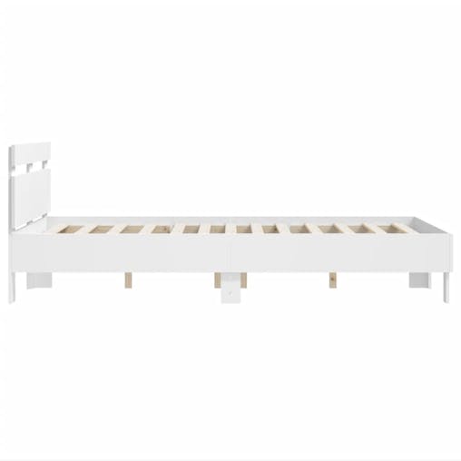 NNEVL Bed Frame with Headboard White 135x190 cm Engineered Wood