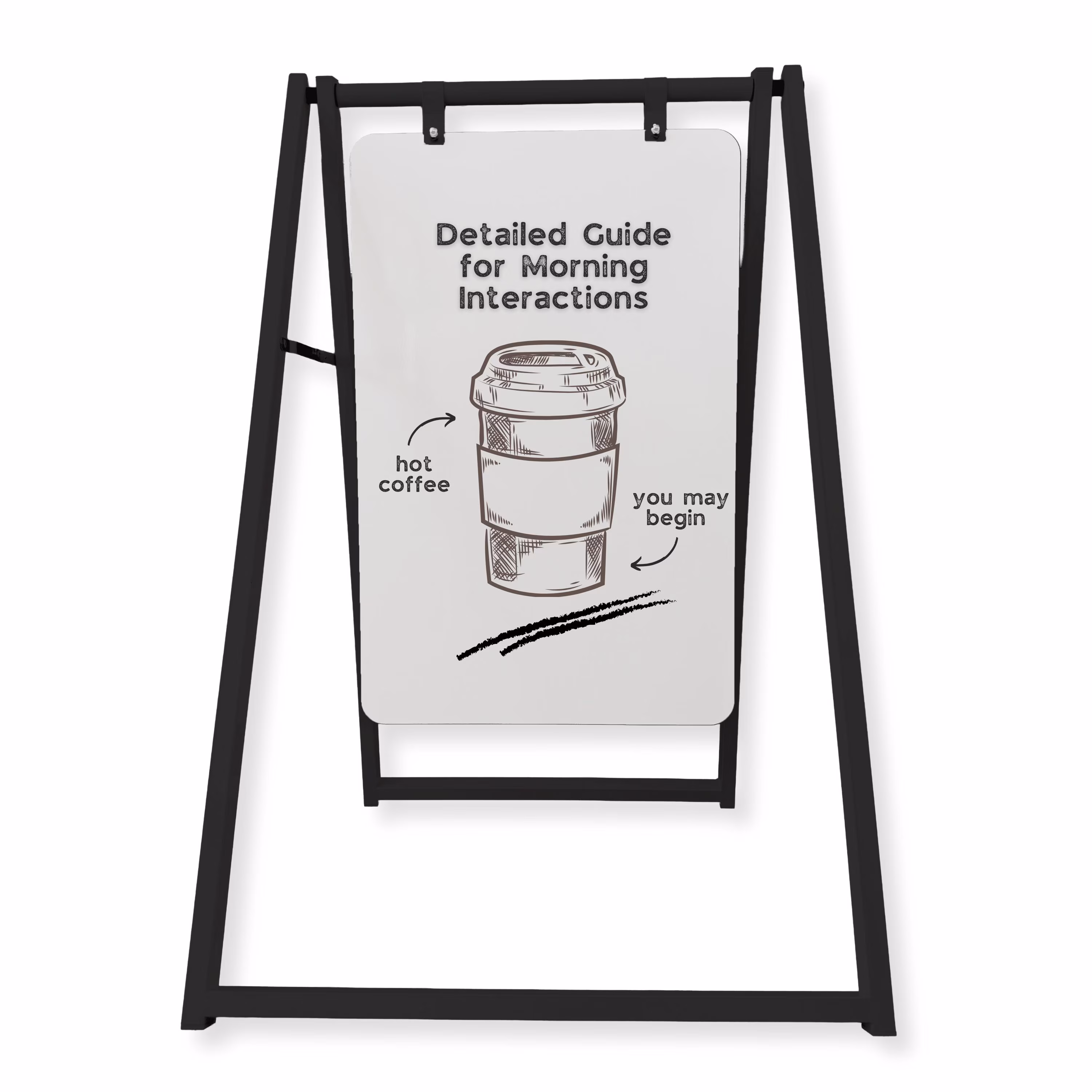 Magnetic Metal Chalkboard A-Frame Sign: 24x38 Minimalist Sidewalk Display