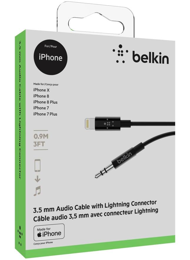Belkin 3.5 mm Audio Cable with Lightning Connector, Black