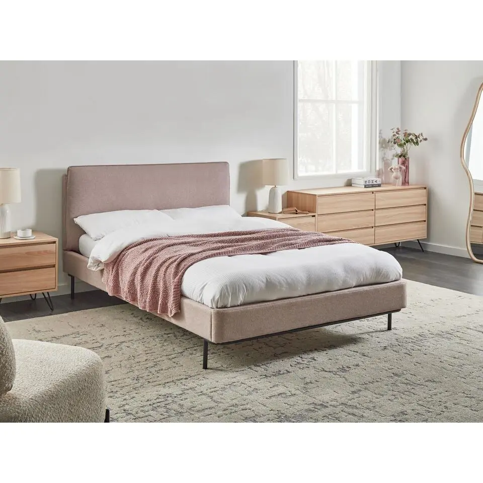 CORIO - Tweepersoonsbed - Taupe - 140 x 200 cm - Polyester